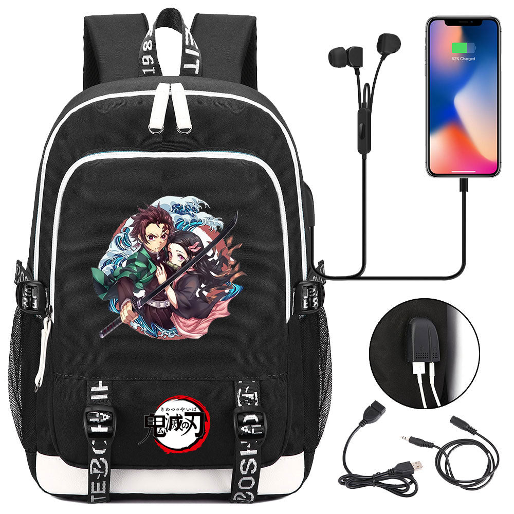 Demon Slayer Kimetsu No Yaiba USB Charging Backpack School Note Book Laptop Travel Bags