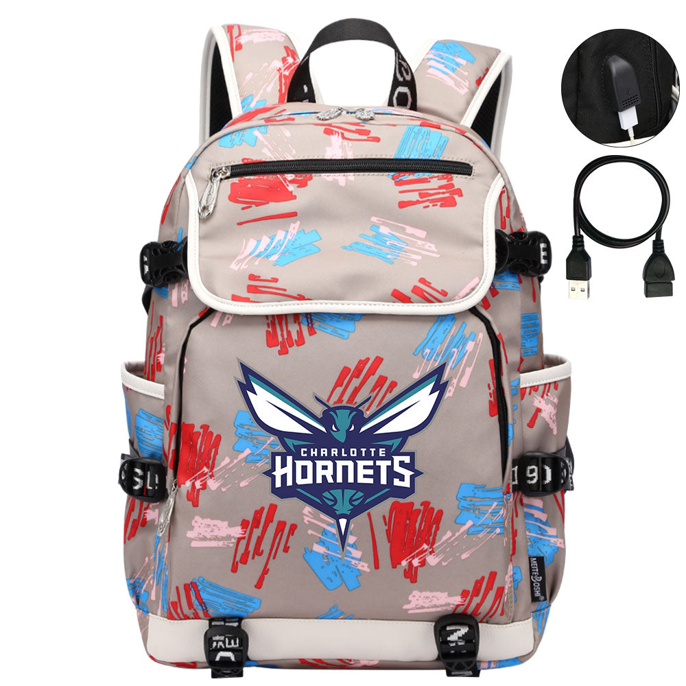 Charlotte Hornets Backpack School Notebook Travel Bags