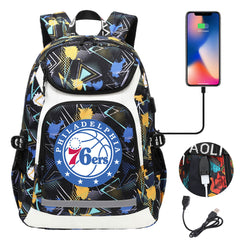 Philadelphia 76ers Backpack School Notebook Travel Bags With USB