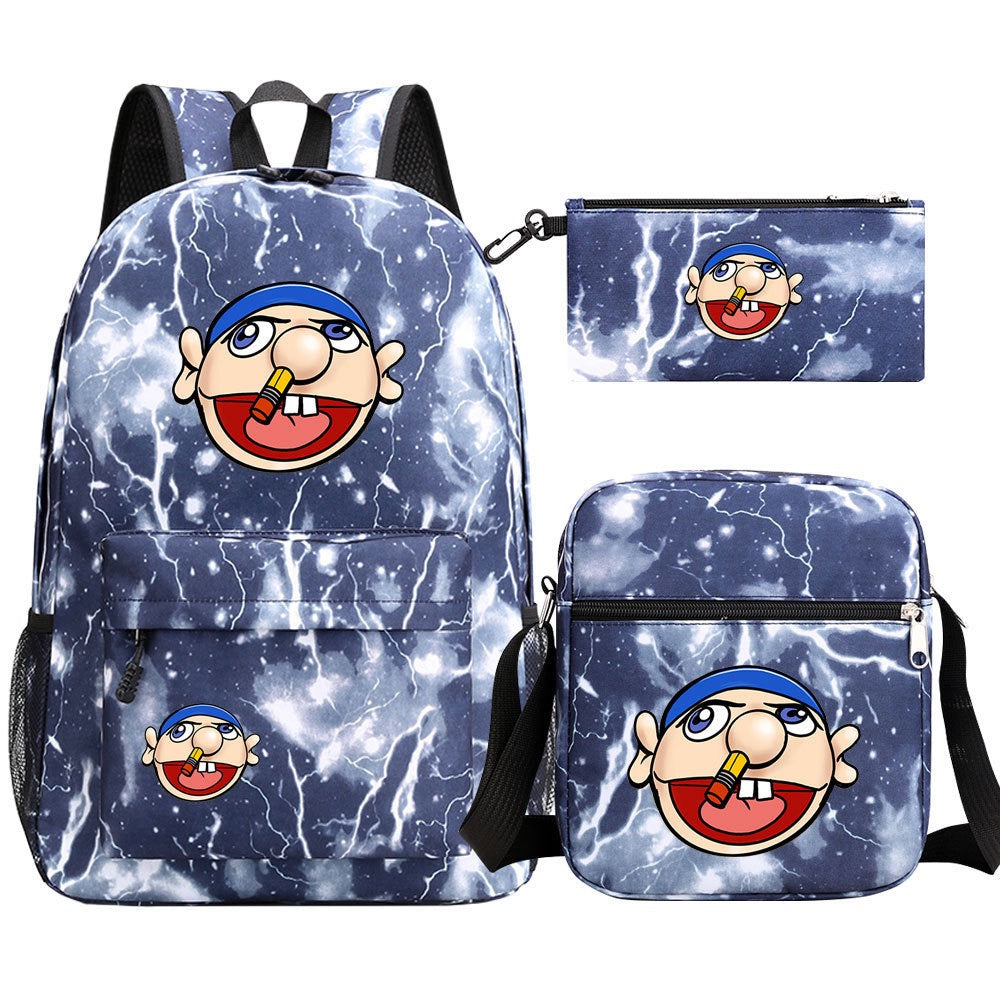Jeffy School Backpack Shoulder Bag Pencil Bags 3pcs Set