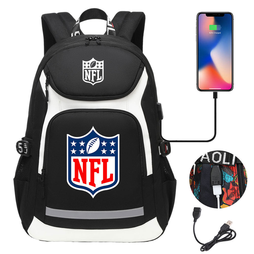 Football Team Rugby  Backpack School Notebook Travel Bags With USB