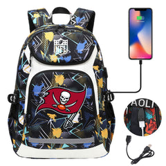 Tampa Bay Buccaneers Football Rugby Backpack School Notebook Travel Bags With USB