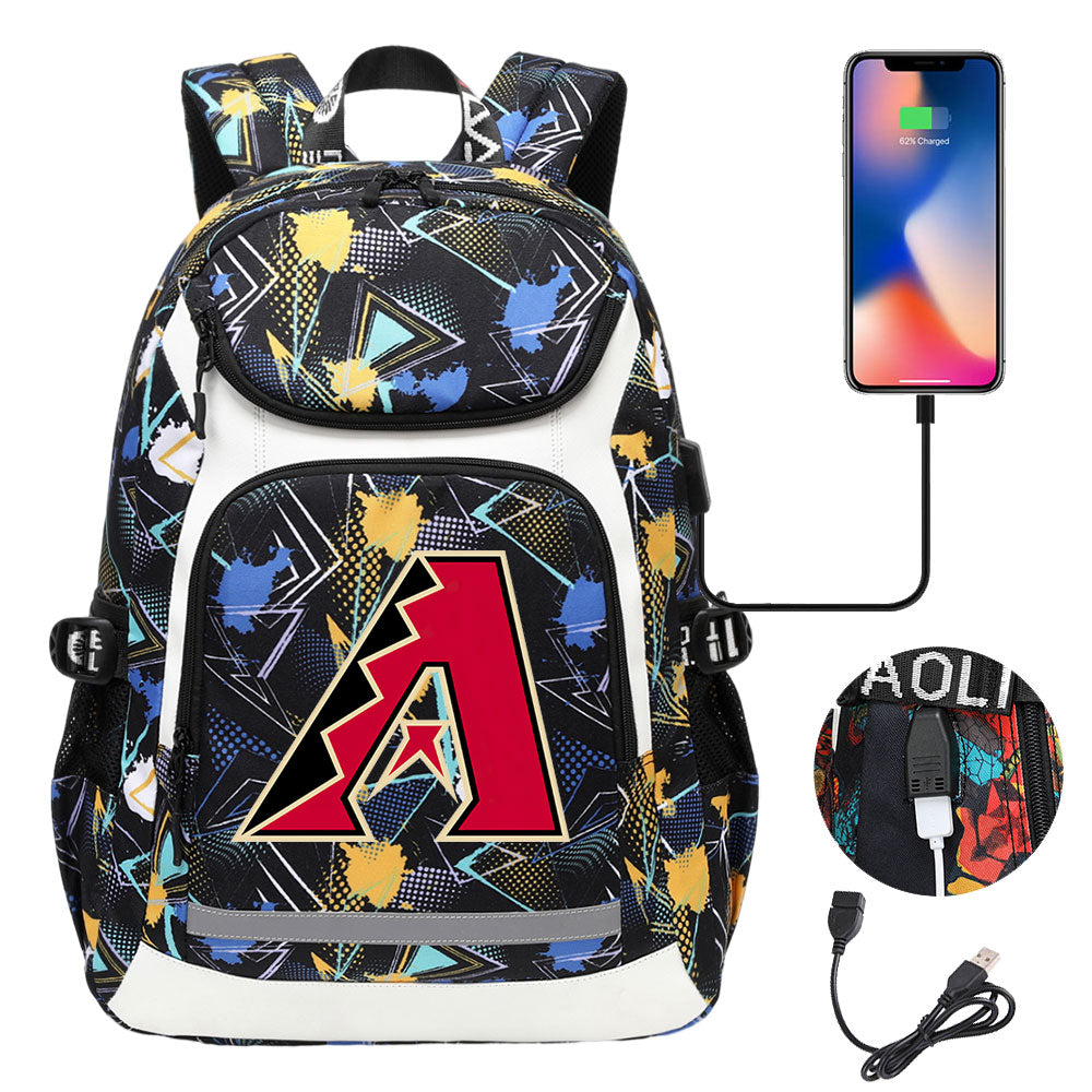 Arizona Diamondbacks Backpack School Notebook Travel Bags With USB