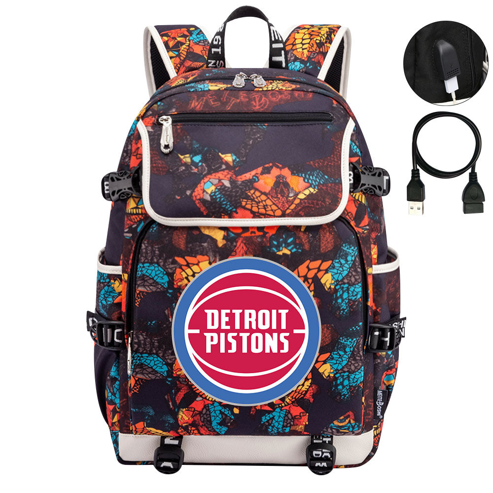 Detroit Pistons Backpack School Notebook Travel Bags