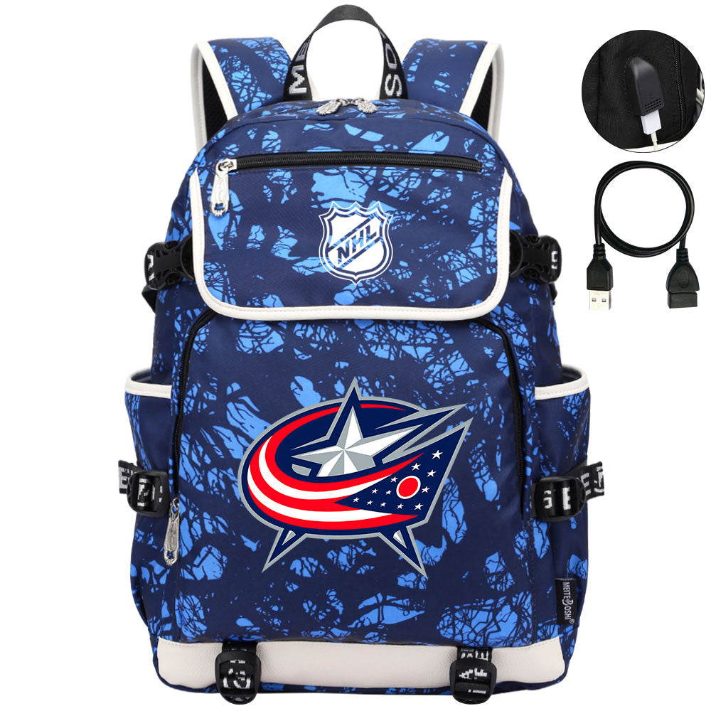 Columbus Blue Jackets Hockey League Backpack School Notebook Travel Bag