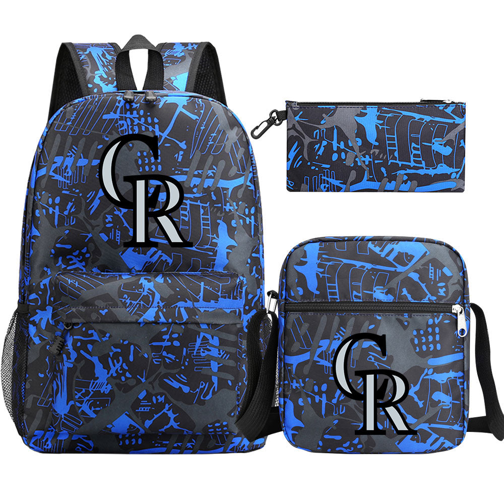 Colorado Rockies Baseball School Backpack Shoulder Bag Pencil Bags 3pcs Set