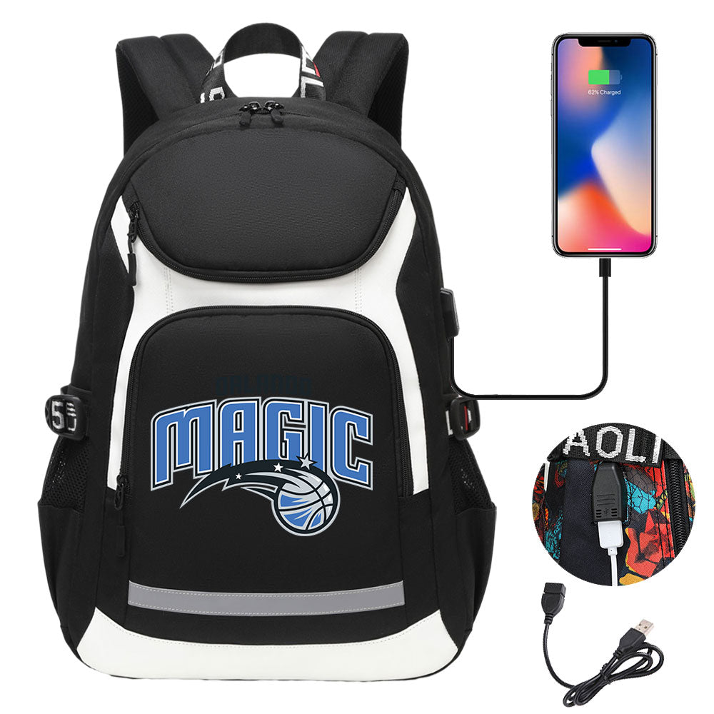 Orlando Magic Backpack School Notebook Travel Bags With USB