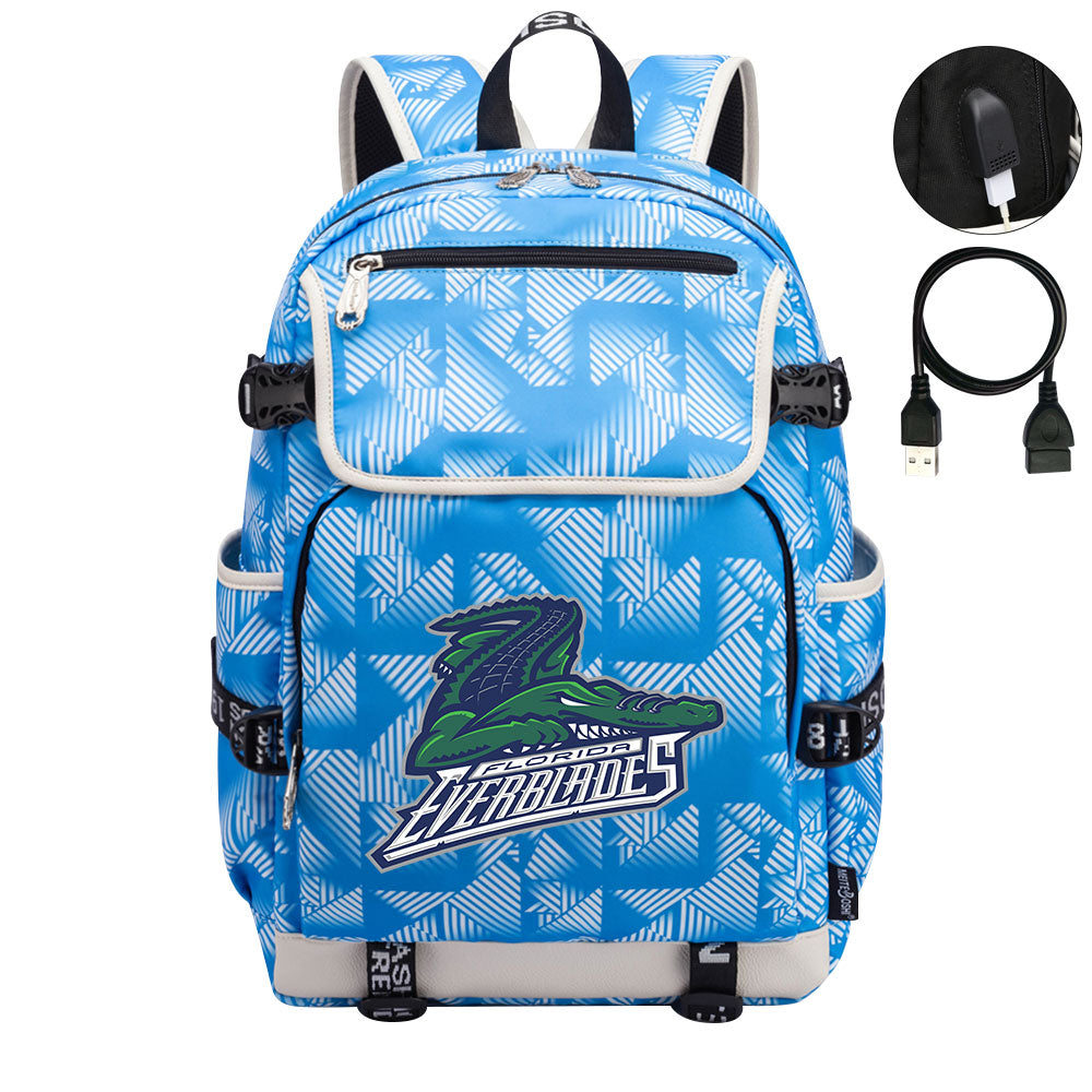 Florida Everblades Hockey League Backpack School Notebook Travel Bag