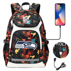 Seattle Seahawks Football Rugby Backpack School Notebook Travel Bags With USB