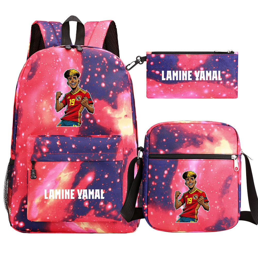 Lamine Yamal Football Player School Backpack Shoulder Bag Pencil Bags 3pcs Set