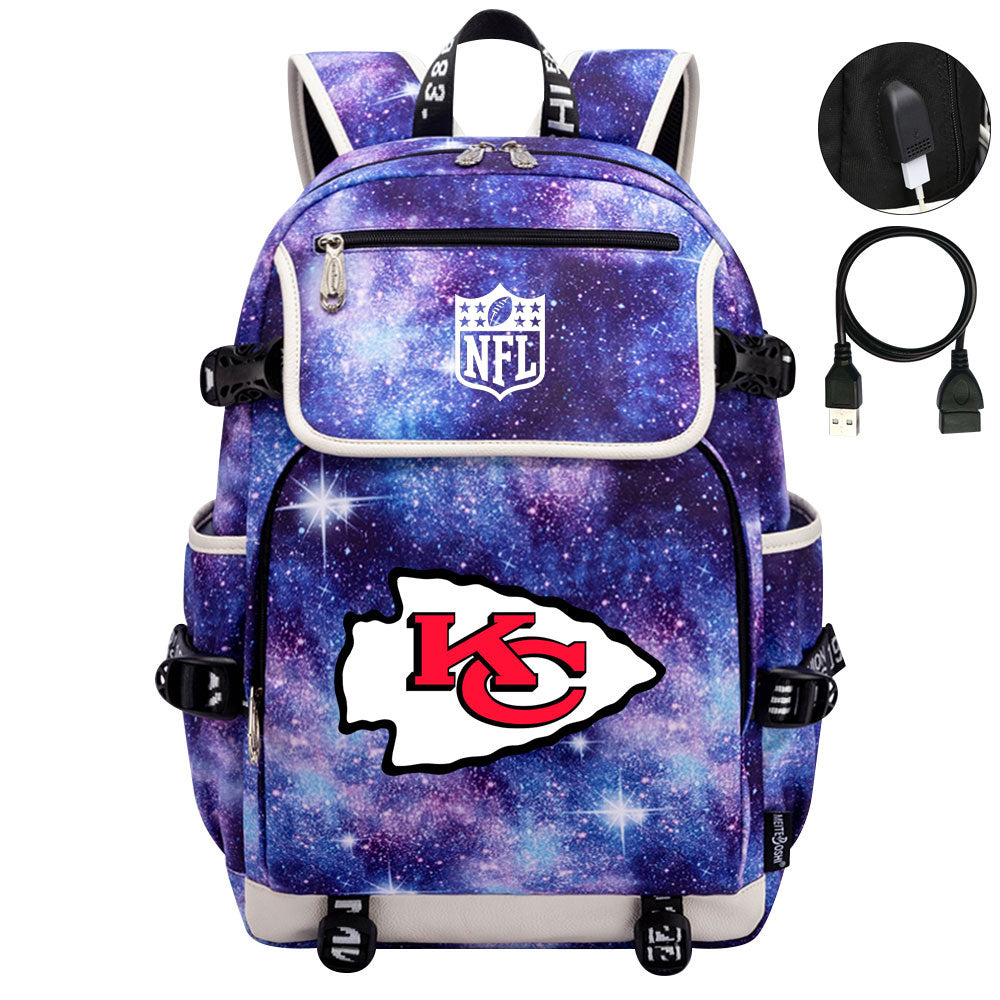Kansas City Chiefs Football Rugby Backpack School Notebook Travel Bags