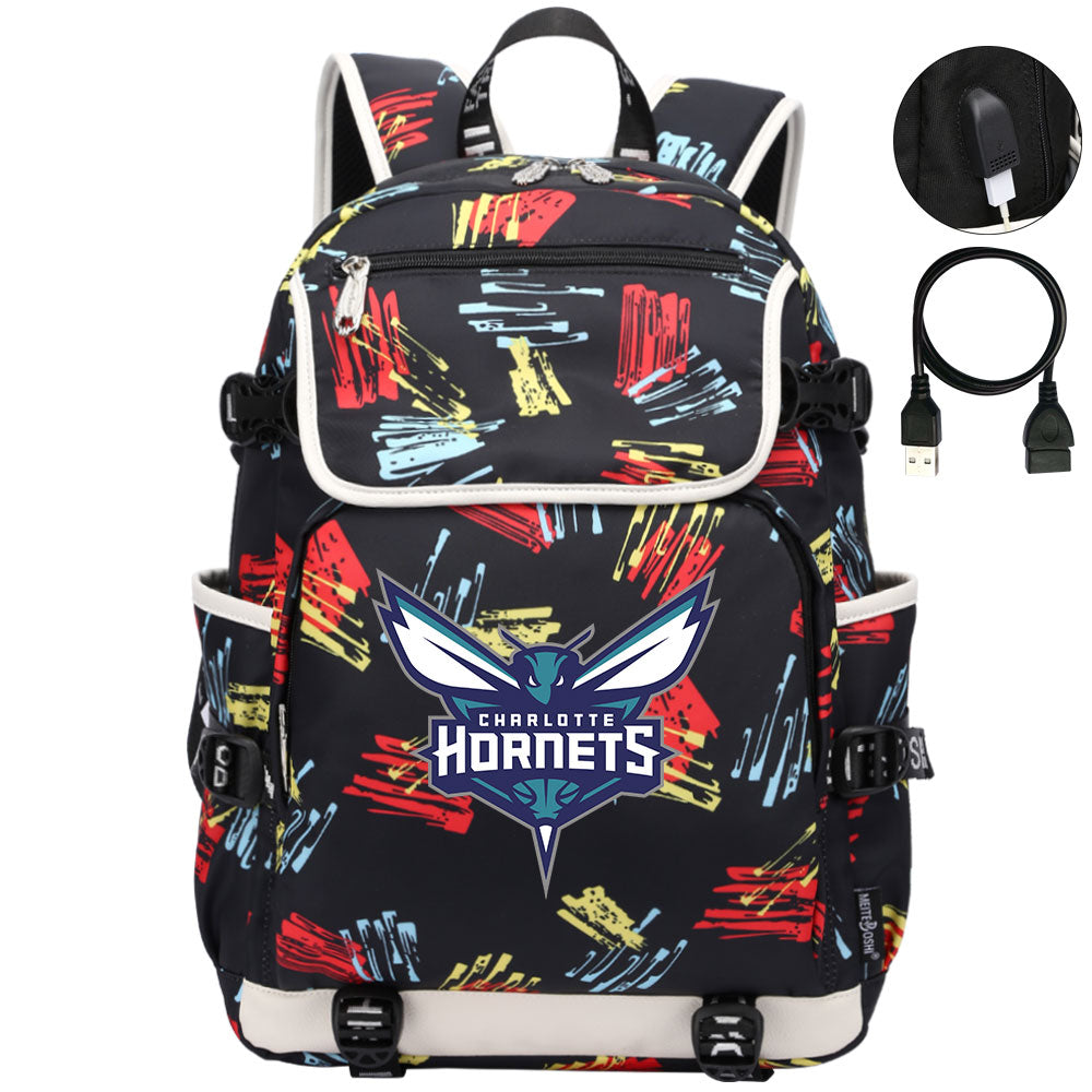 Charlotte Hornets Backpack School Notebook Travel Bags