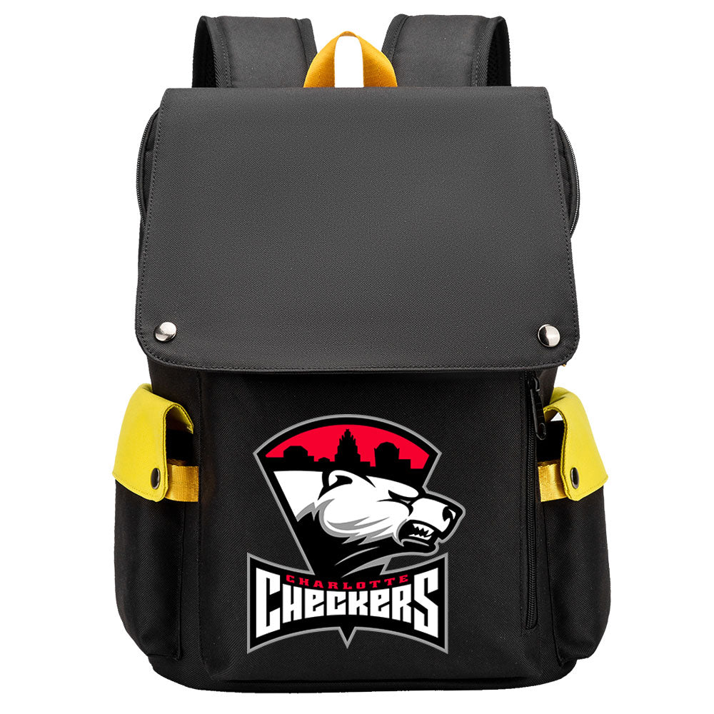 Charlotte Checkers Hockey Team School Backpack Oxford Laptop Bag
