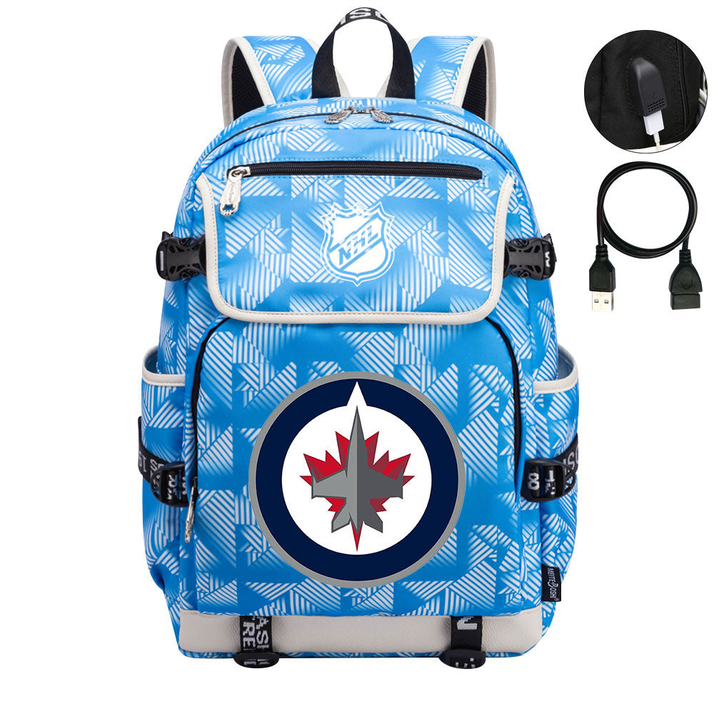 Winnipeg Jets Hockey League Backpack School Notebook Travel Bag