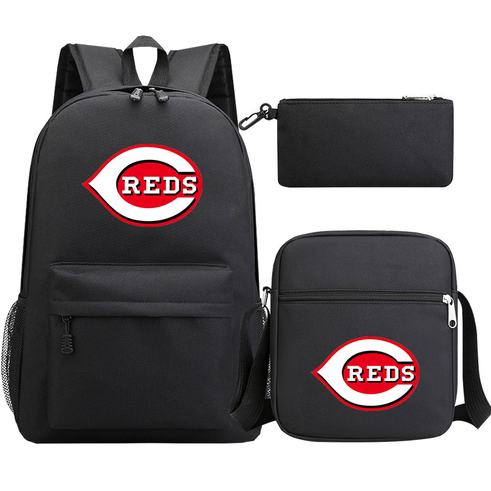 Cincinnati Reds Baseball School Backpack Shoulder Bag Pencil Bags 3pcs Set