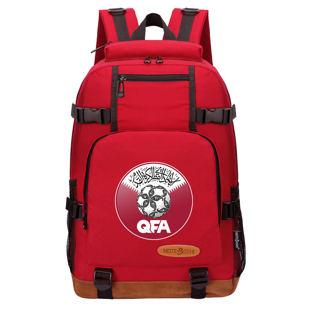 Qatar Football Association Waterproof Backpack School Notebook Travel Bag