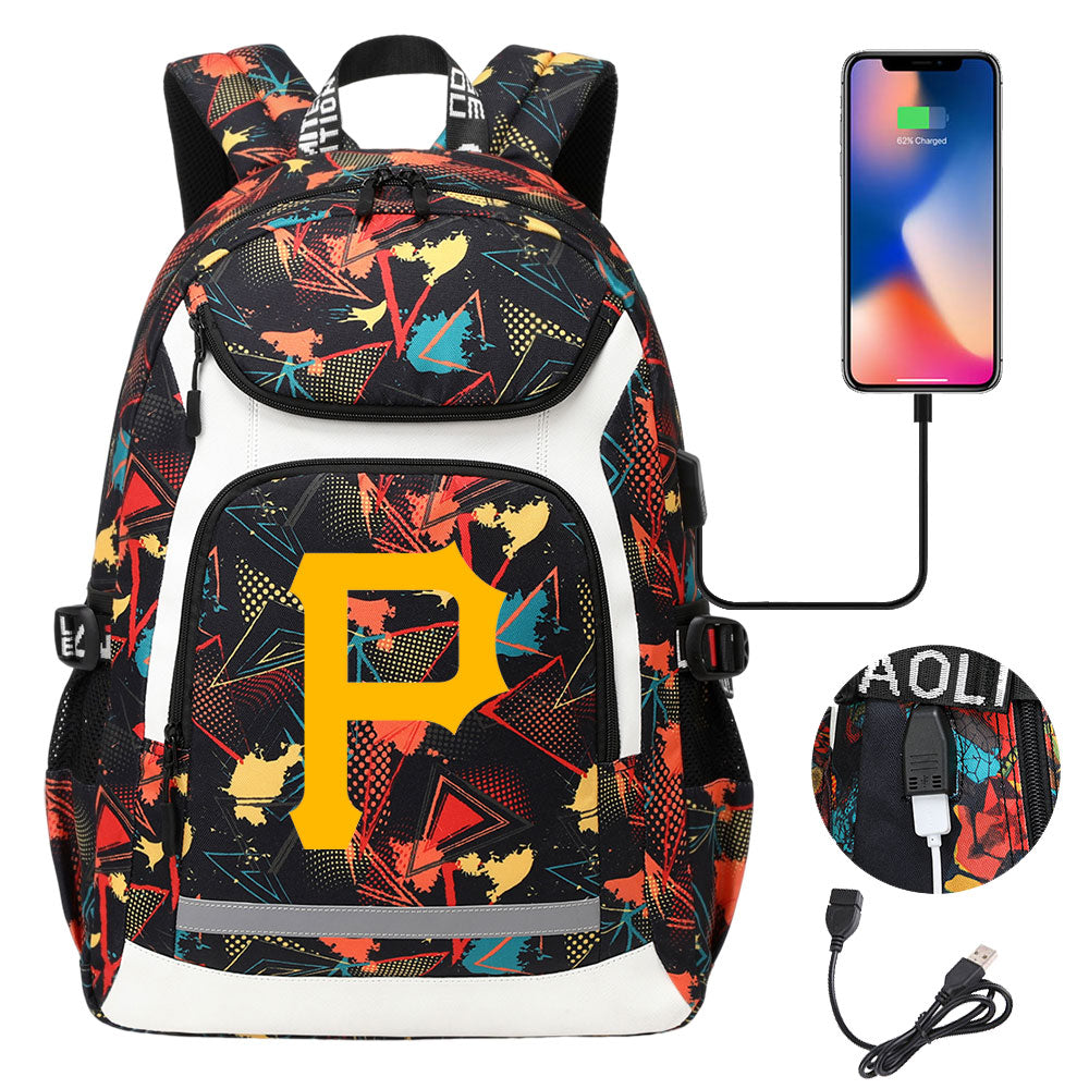 Pittsburgh Pirates Backpack School Notebook Travel Bags With USB