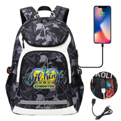Edmonton Oil Kings Hockey Backpack School Notebook Travel Bags With USB