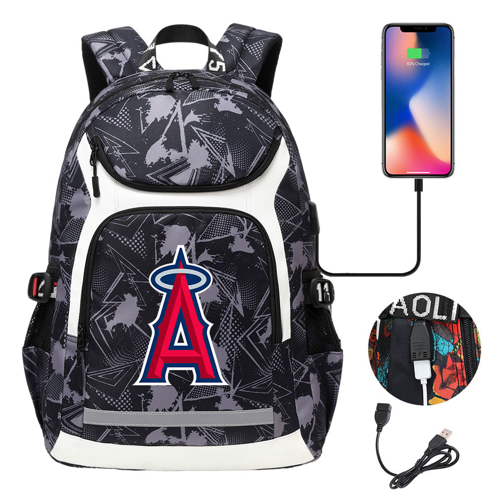 Los Angeles Angels Backpack School Notebook Travel Bags With USB