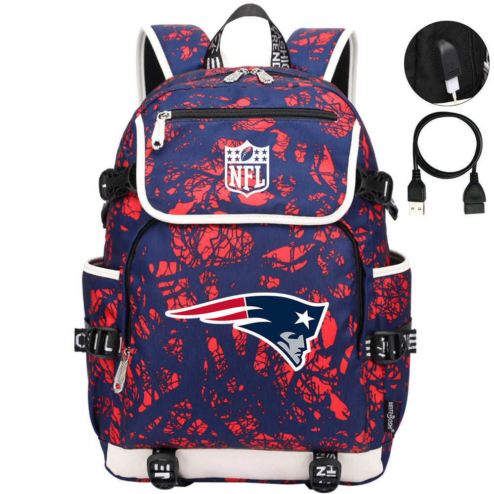 New England Patriots Football Rugby Backpack School Notebook Travel Bags