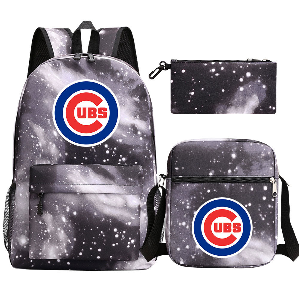 Chicago Cubs Baseball School Backpack Shoulder Bag Pencil Bags 3pcs Set