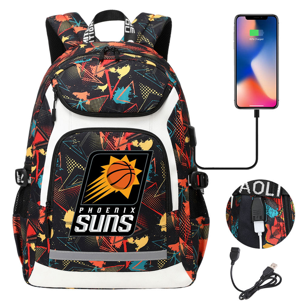 Phoenix Suns Backpack School Notebook Travel Bags With USB