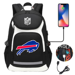 Buffalo Bills Football Rugby Backpack School Notebook Travel Bags With USB
