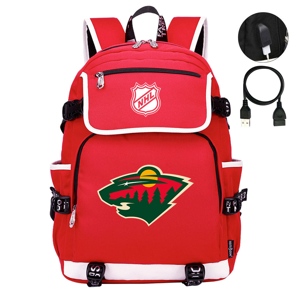 Minnesota Wild Hockey League Backpack School Notebook Travel Bag