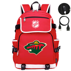 Minnesota Wild Hockey League Backpack School Notebook Travel Bag