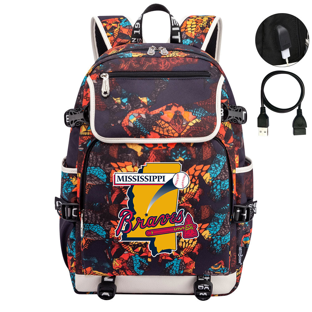 Mississippi Braves Backpack School Notebook Travel Bags