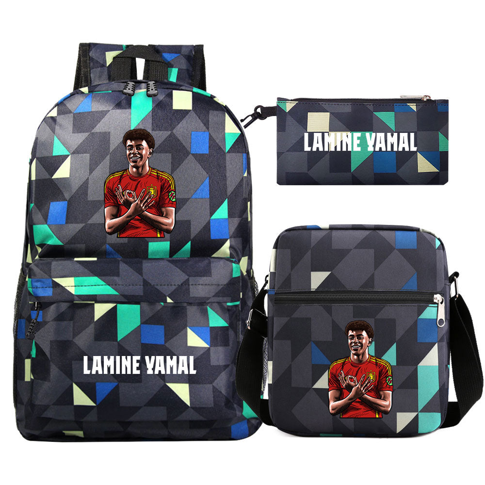 Lamine Yamal Football Player School Backpack Shoulder Bag Pencil Bags 3pcs Set