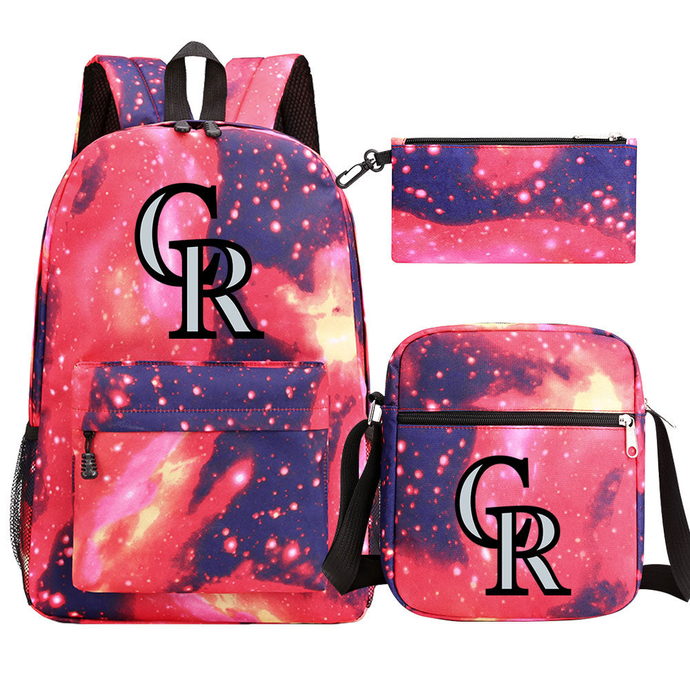 Colorado Rockies Baseball School Backpack Shoulder Bag Pencil Bags 3pcs Set