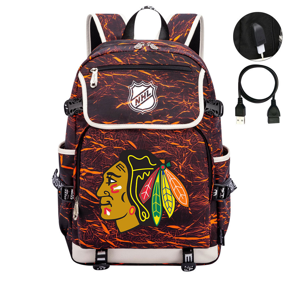Chicago Blackhawks Hockey League Backpack School Notebook Travel Bag
