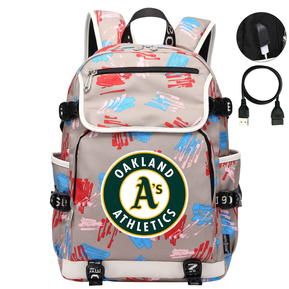 Oakland Athletics Backpack School Notebook Travel Bags