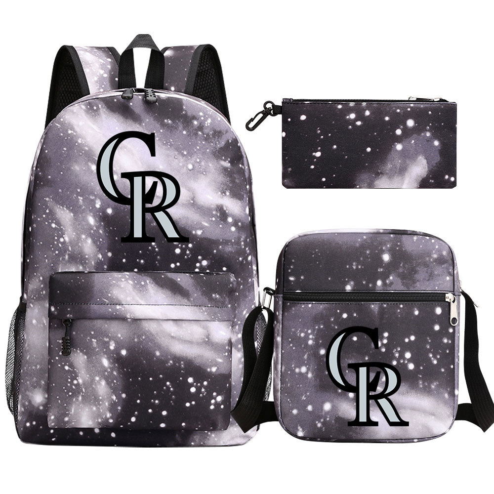 Colorado Rockies Baseball School Backpack Shoulder Bag Pencil Bags 3pcs Set