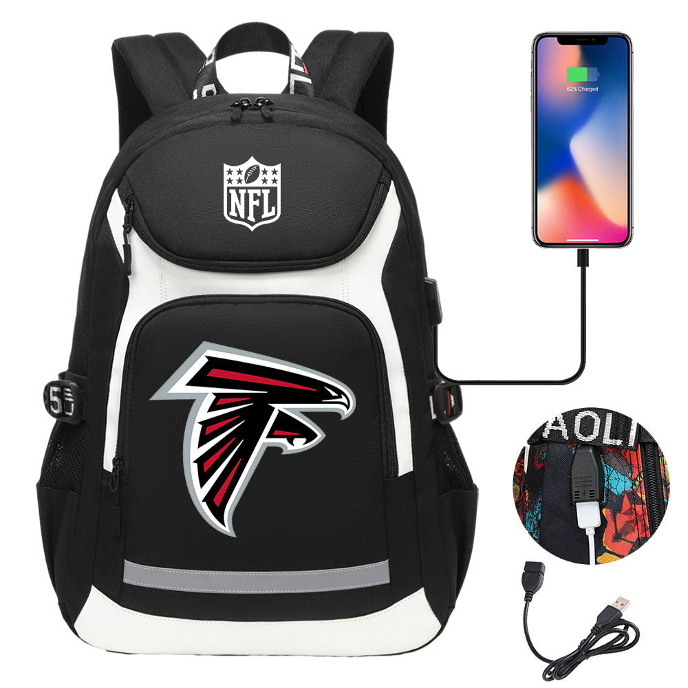 Atlanta Falcons Football Rugby Backpack School Notebook Travel Bags With USB