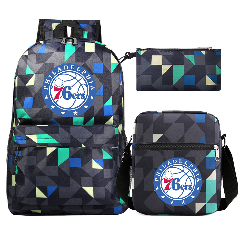 Philadelphia 76ers Basketball School Backpack Shoulder Bag Pencil Bags 3pcs Set