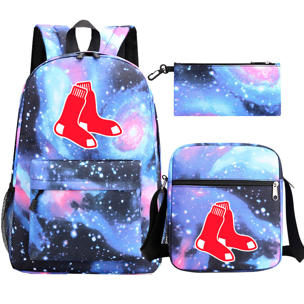 Boston Red Sox Baseball School Backpack Shoulder Bag Pencil Bags 3pcs Set