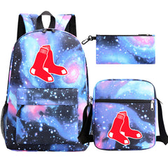 Boston Red Sox Baseball School Backpack Shoulder Bag Pencil Bags 3pcs Set