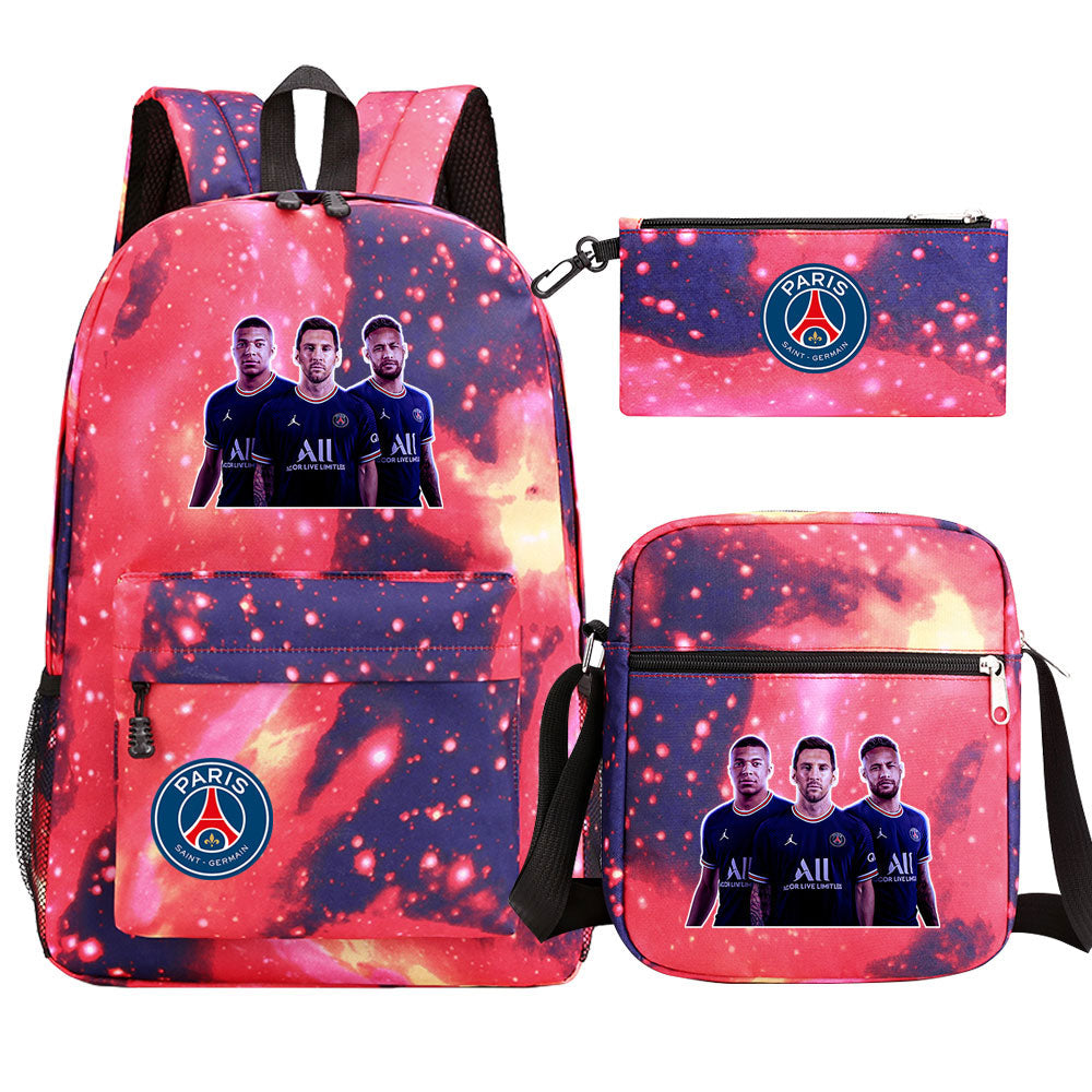 Mbappe Football Player Football Player School Backpack Shoulder Bag Pencil Bags 3pcs Set