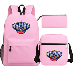 New Orleans Basketball School Backpack Shoulder Bag Pencil Bags 3pcs Set