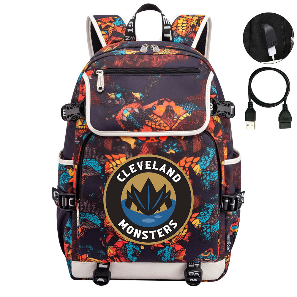 Cleveland Monsters Hockey League Backpack School Notebook Travel Bag