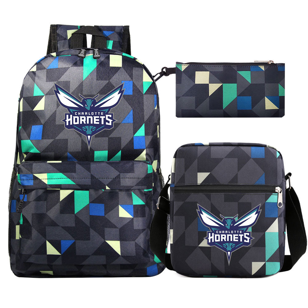 Charlotte Hornets Basketball School Backpack Shoulder Bag Pencil Bags 3pcs Set