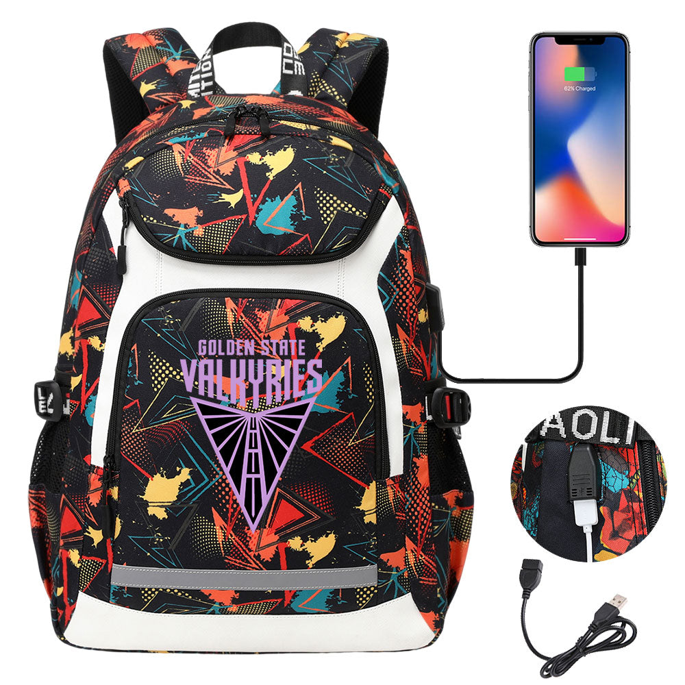 Golden State Valkyries Backpack School Notebook Travel Bags With USB