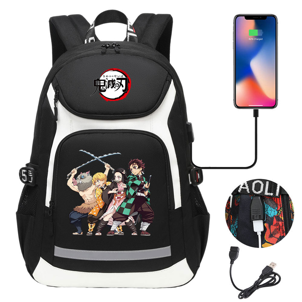 Demon Slayer Kimetsu No Yaiba Backpack School Notebook Travel Bags With USB