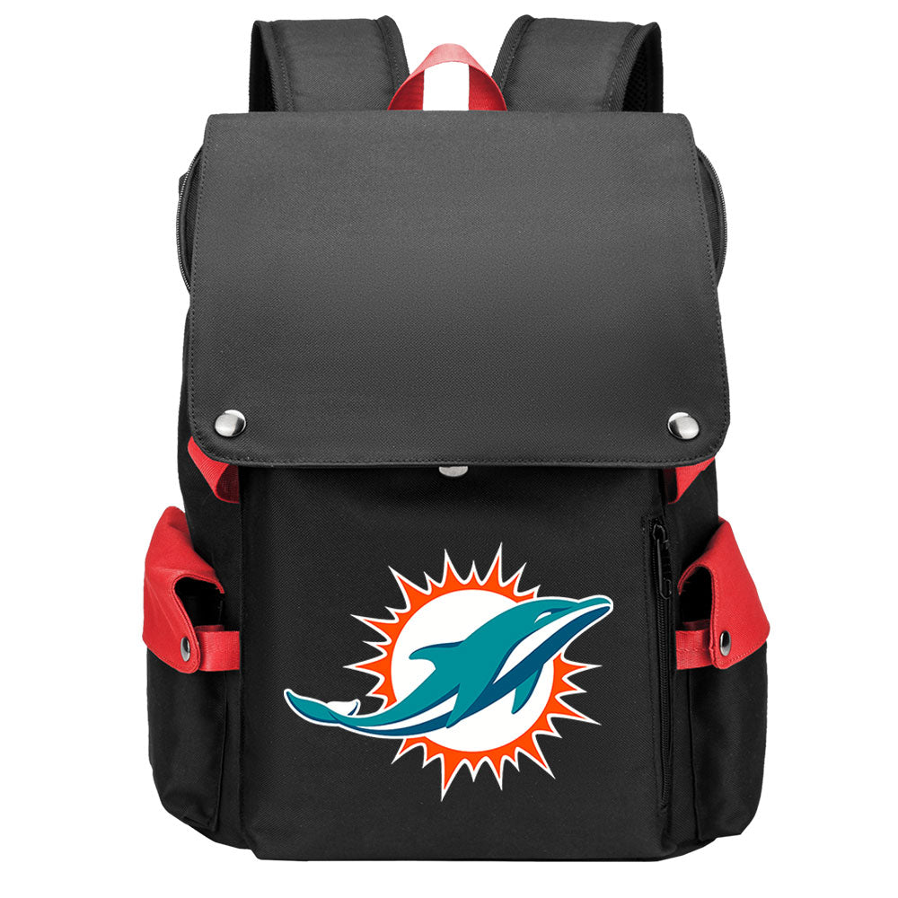 Miami Dolphins Football Team Rugby Laptop Backpack Oxford School Bag