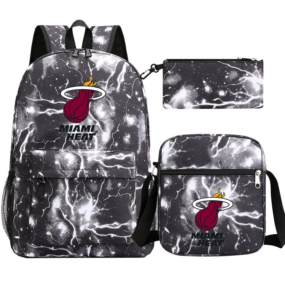 Miami Heat Basketball School Backpack Shoulder Bag Pencil Bags 3pcs Set