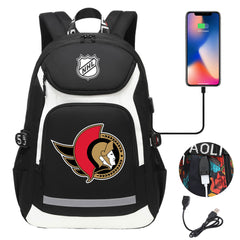 Ottawa Senators Hockey League Backpack School Notebook Travel Bags With USB