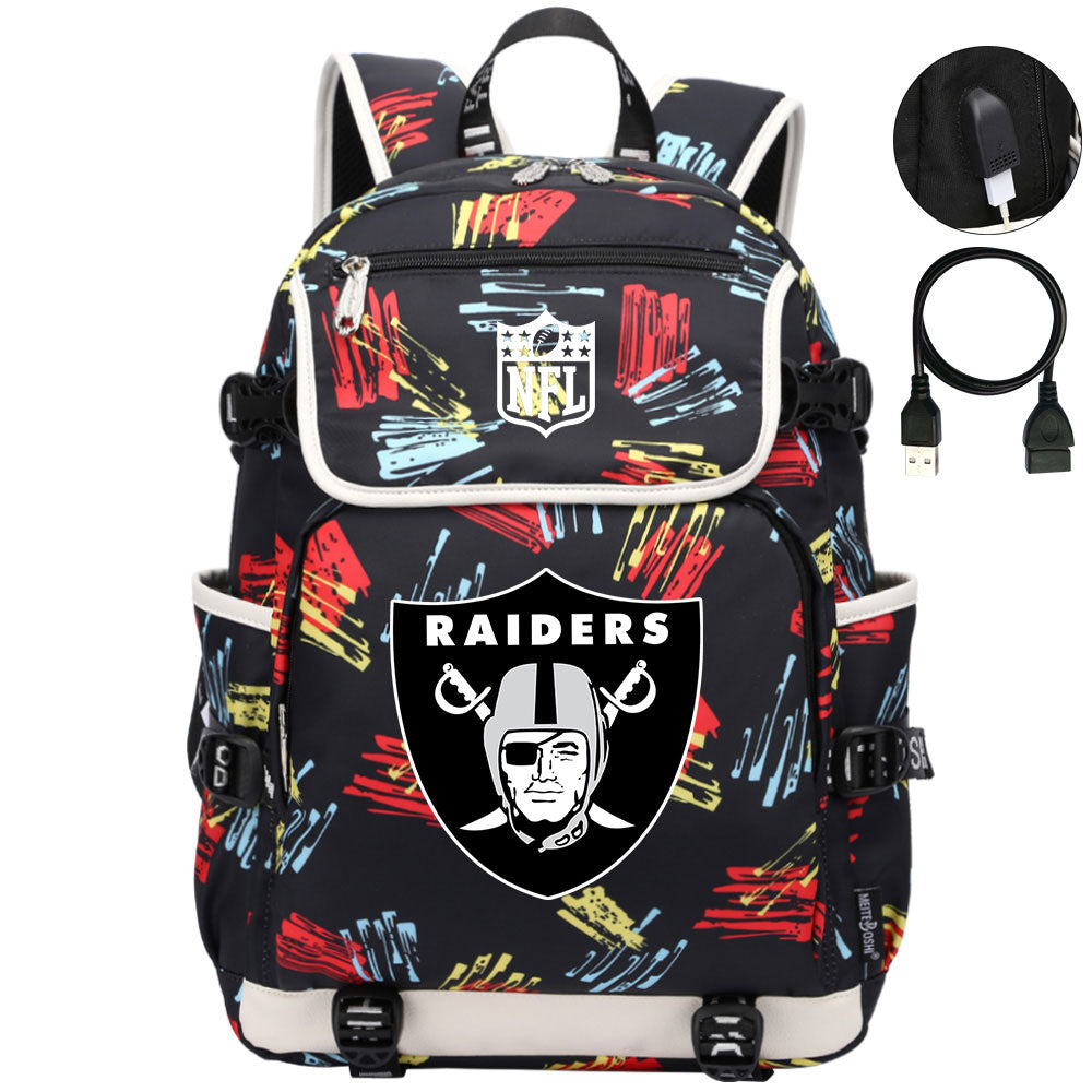 Oakland Raiders Football Rugby Backpack School Notebook Travel Bags