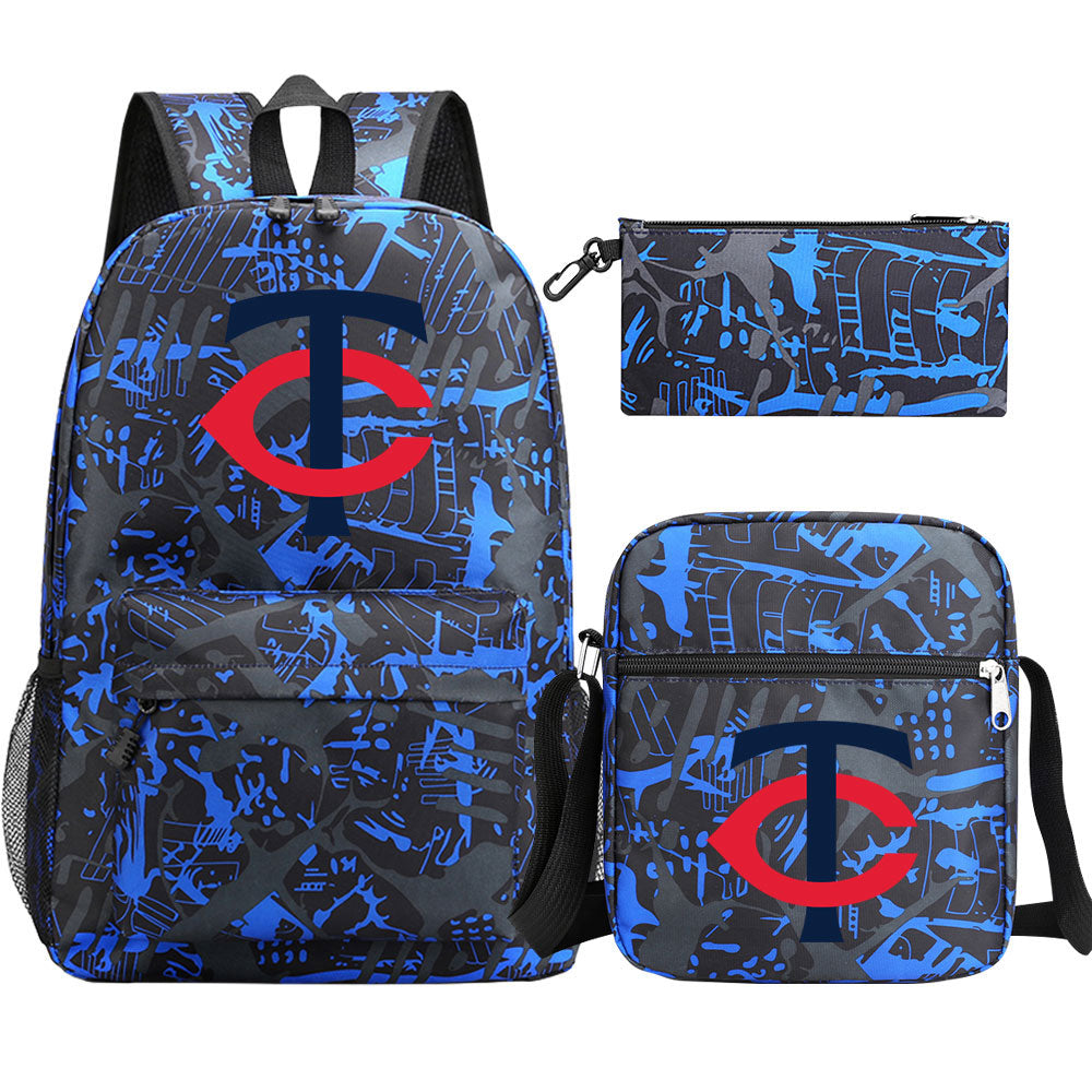 Minnesota Twins Baseball School Backpack Shoulder Bag Pencil Bags 3pcs Set